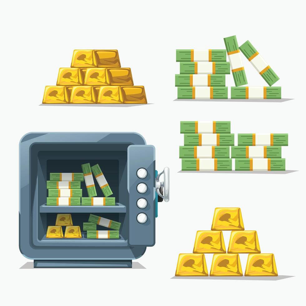 metal safe set vector