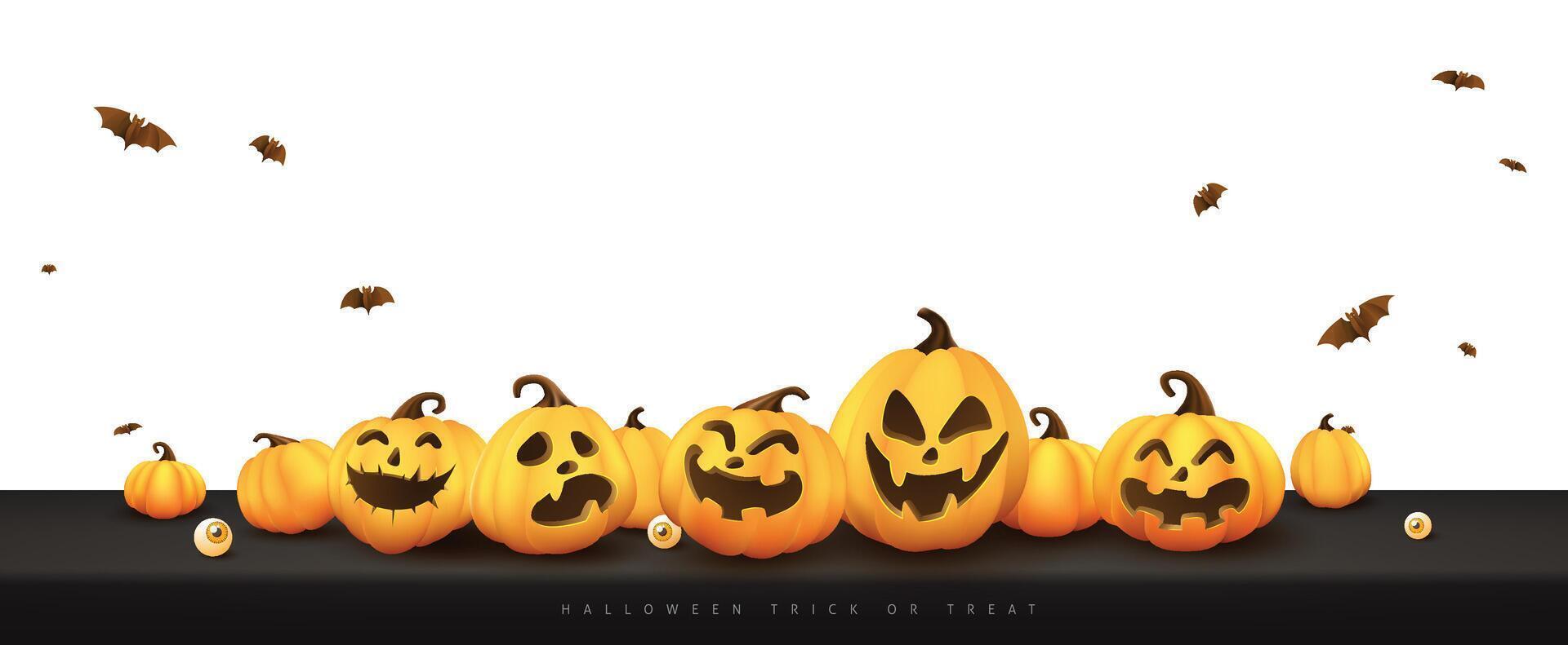 Happy Halloween banner with Halloween pumpkin copy space white background vector