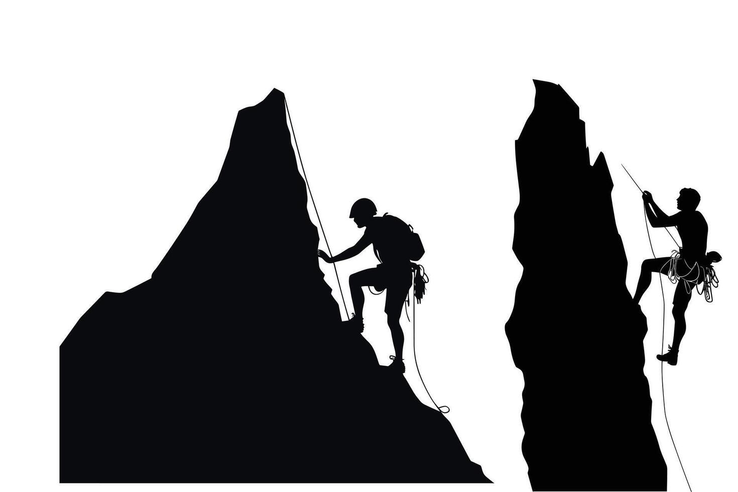 Climbing man silhouette, Hiking man climbing silhouette Silhouette of a Man hiking on mountain, hiking climbing silhouette vector