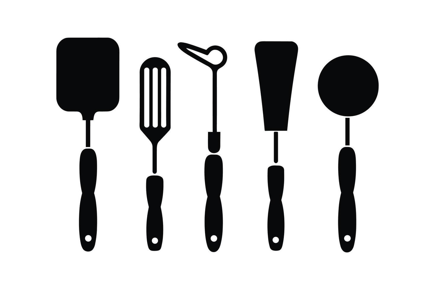 Kitchen Utensils Silhouette Vector, new kitchen tolls black, black silhouette vector