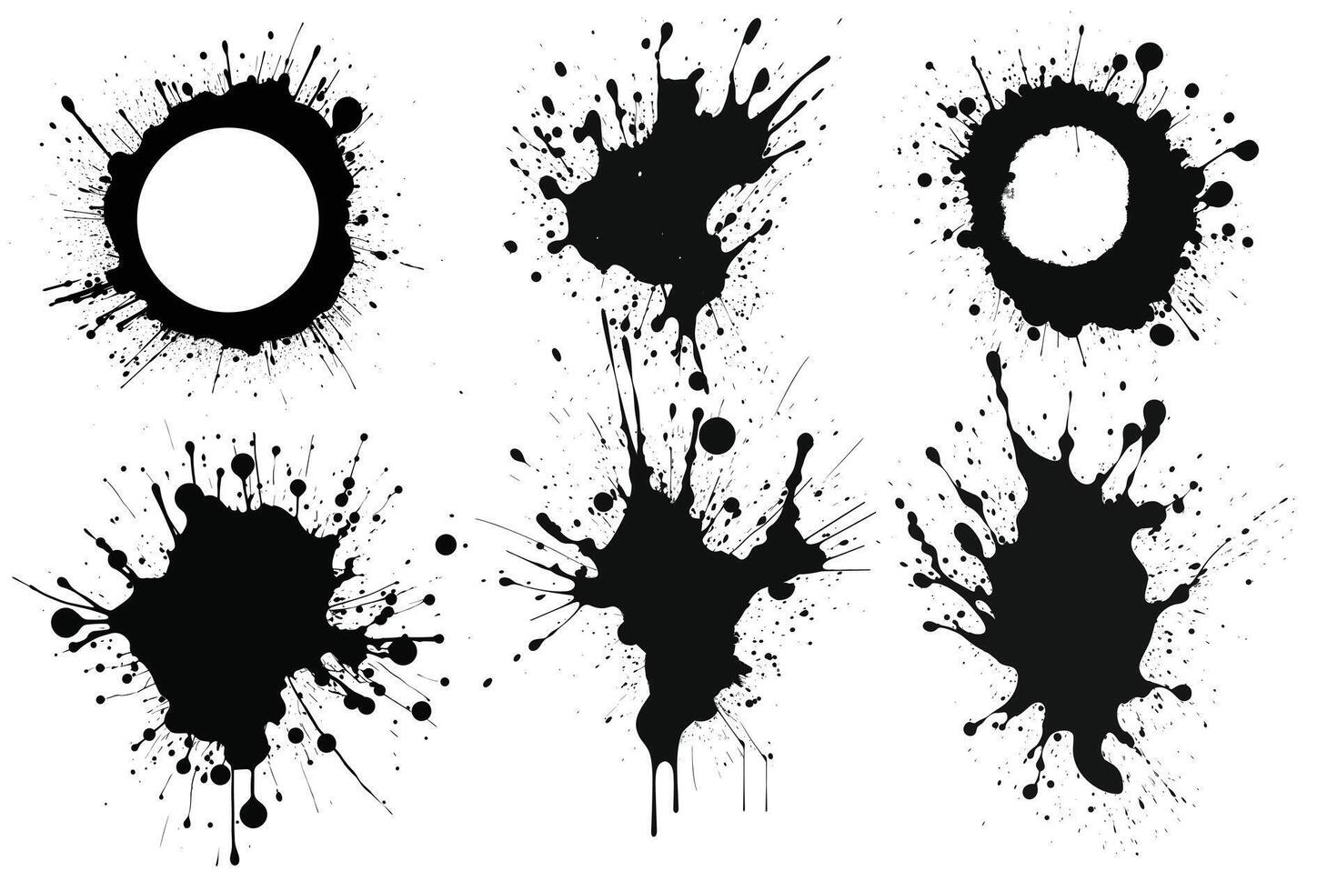 Silhouette of a set ink splatter vector