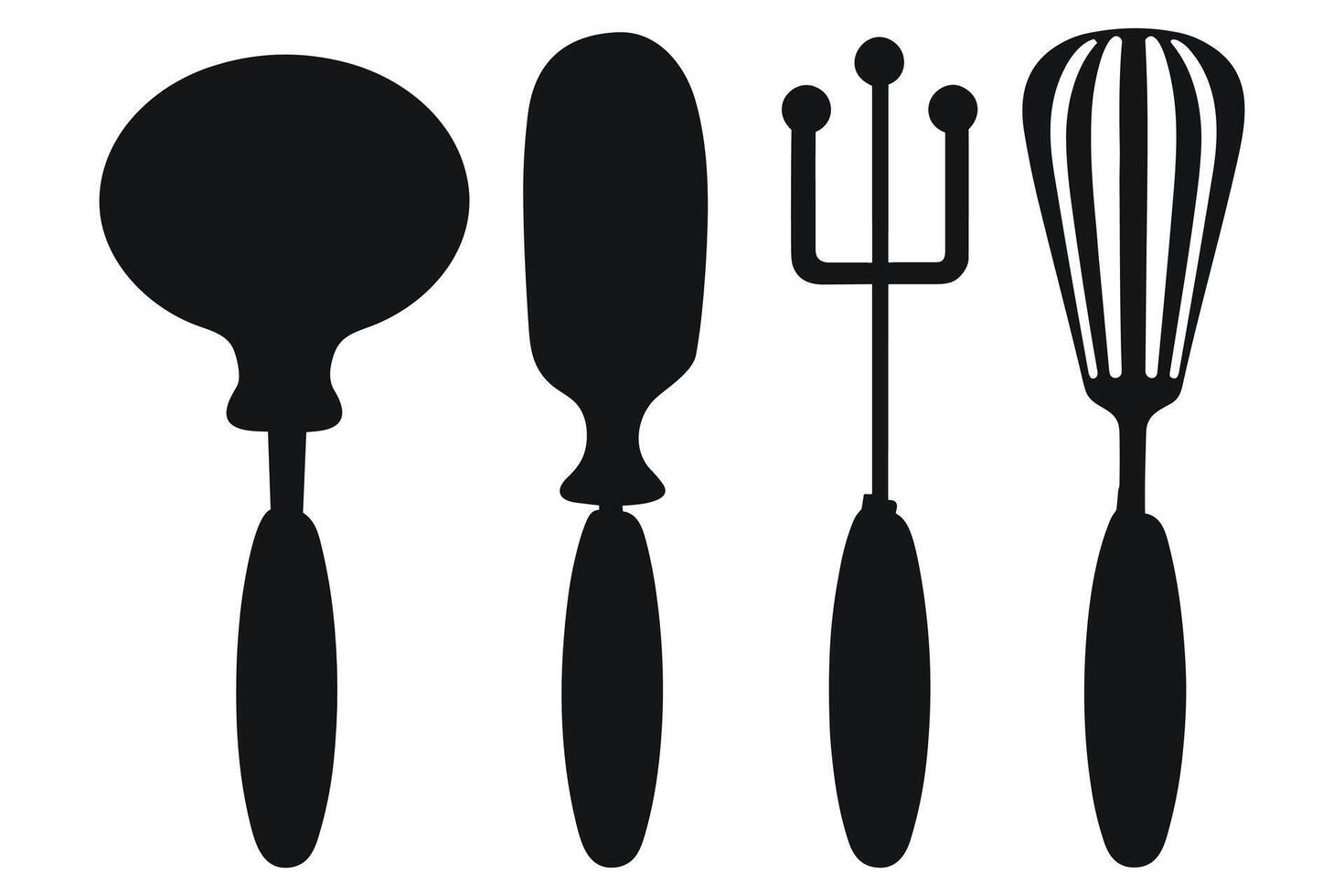 Silhouette of kitchen tools vector black elements, new, creative, restaurant tools silhouette, vector accessory hotel