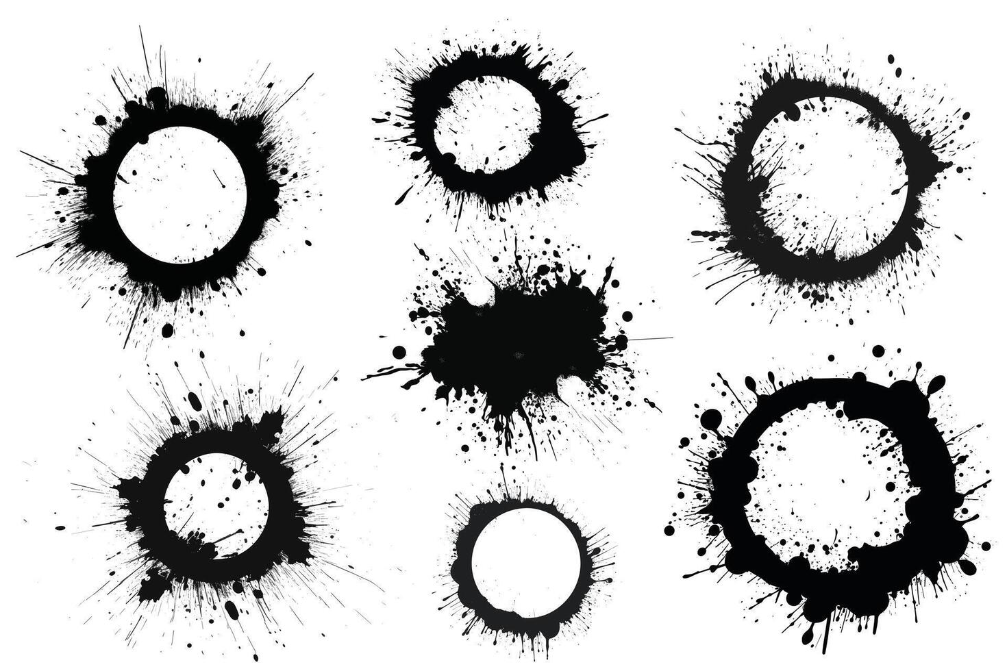 Silhouette of a set ink splatter vector