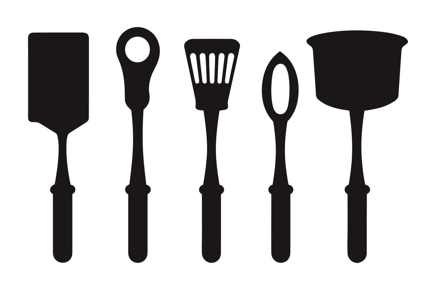 Silhouette of kitchen tools vector black elements, new, creative, restaurant tools silhouette, vector accessory hotel