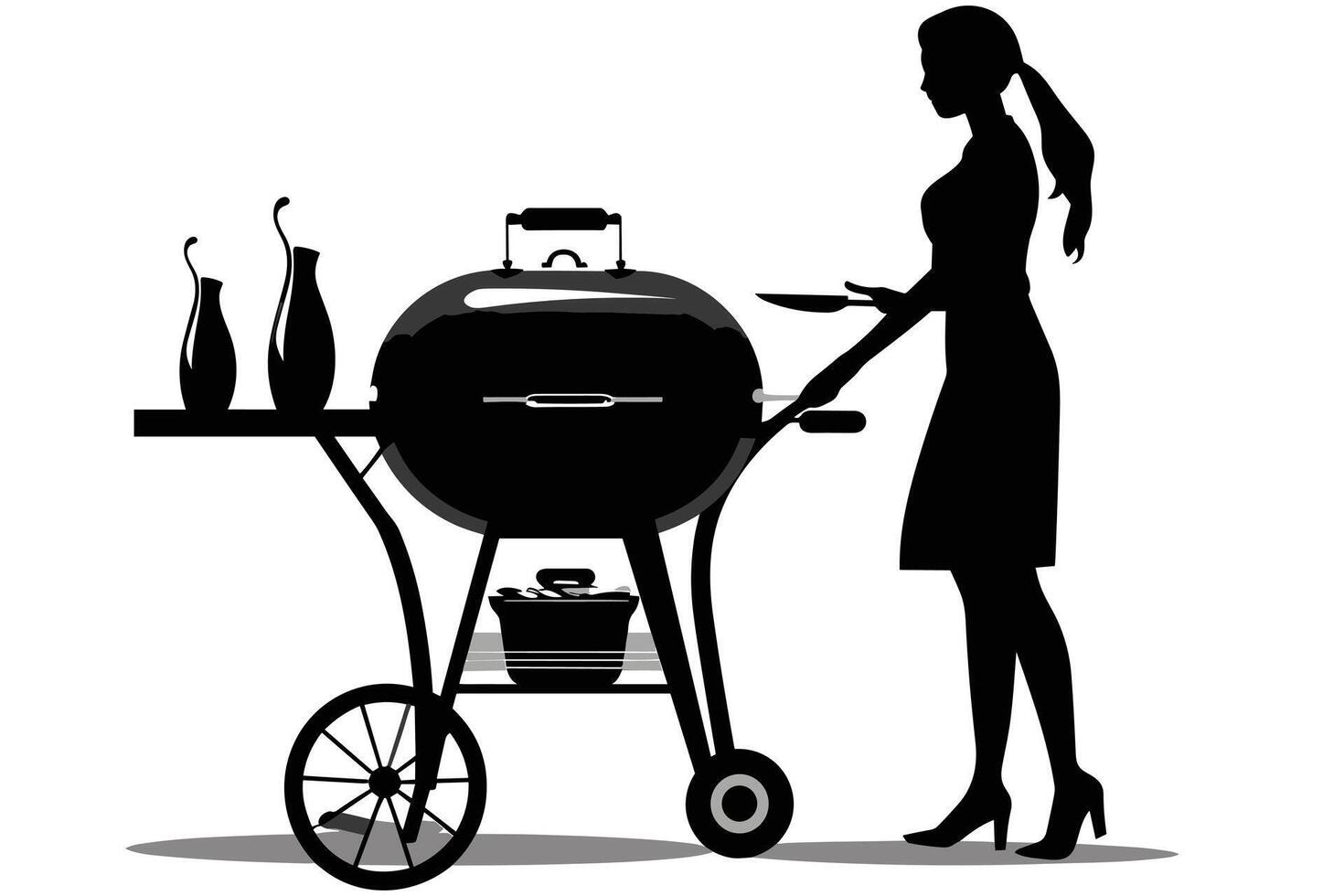 Silhouette of kitchen tools vector black elements, new, creative, restaurant tools silhouette, vector accessory hotel