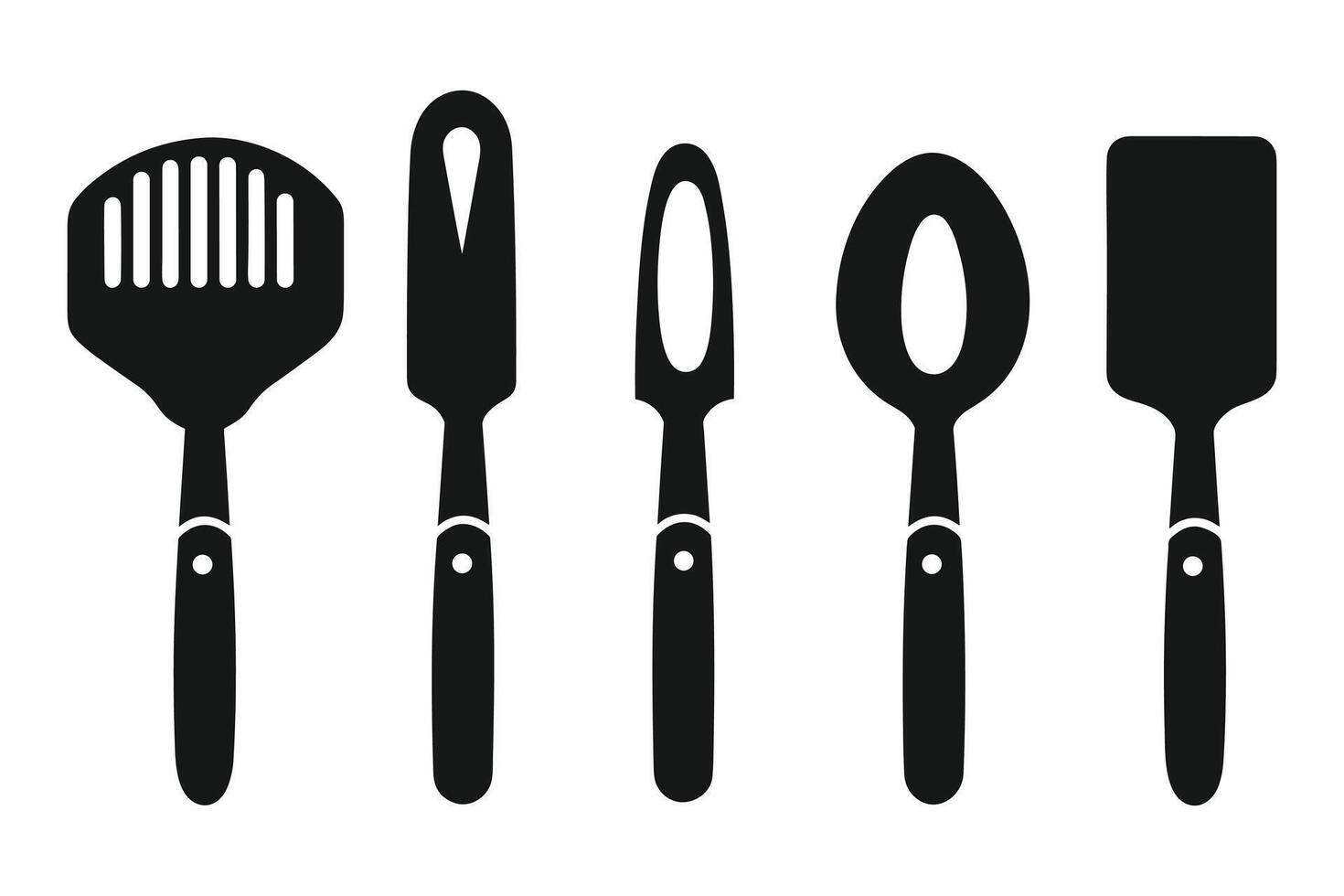 Silhouette of kitchen tools vector black elements, new, creative, restaurant tools silhouette, vector accessory hotel