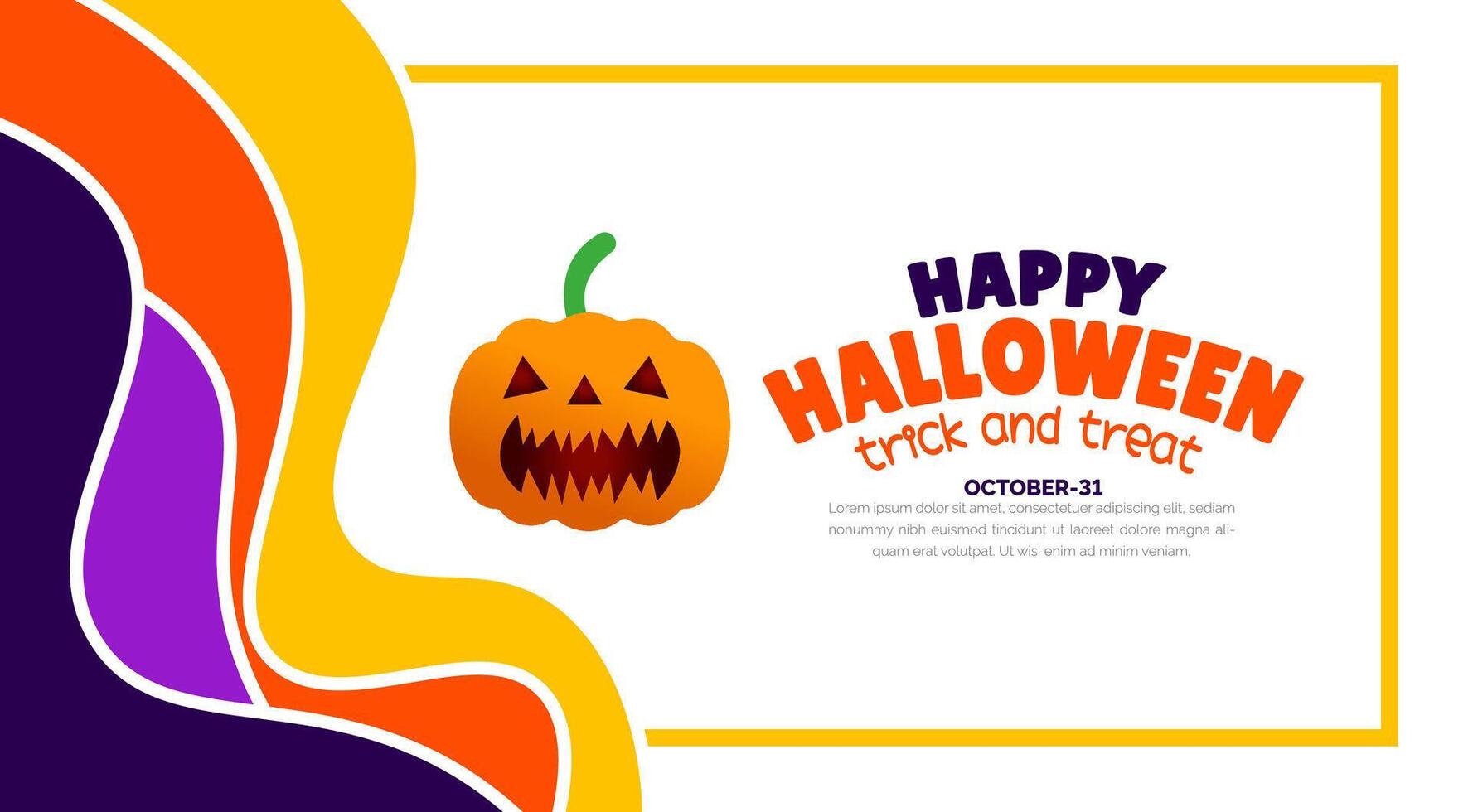 31 October happy Halloween background design with pumpkins. use to background, banner, placard, party invitation card, book cover and poster design template with text inscription and standard color. vector