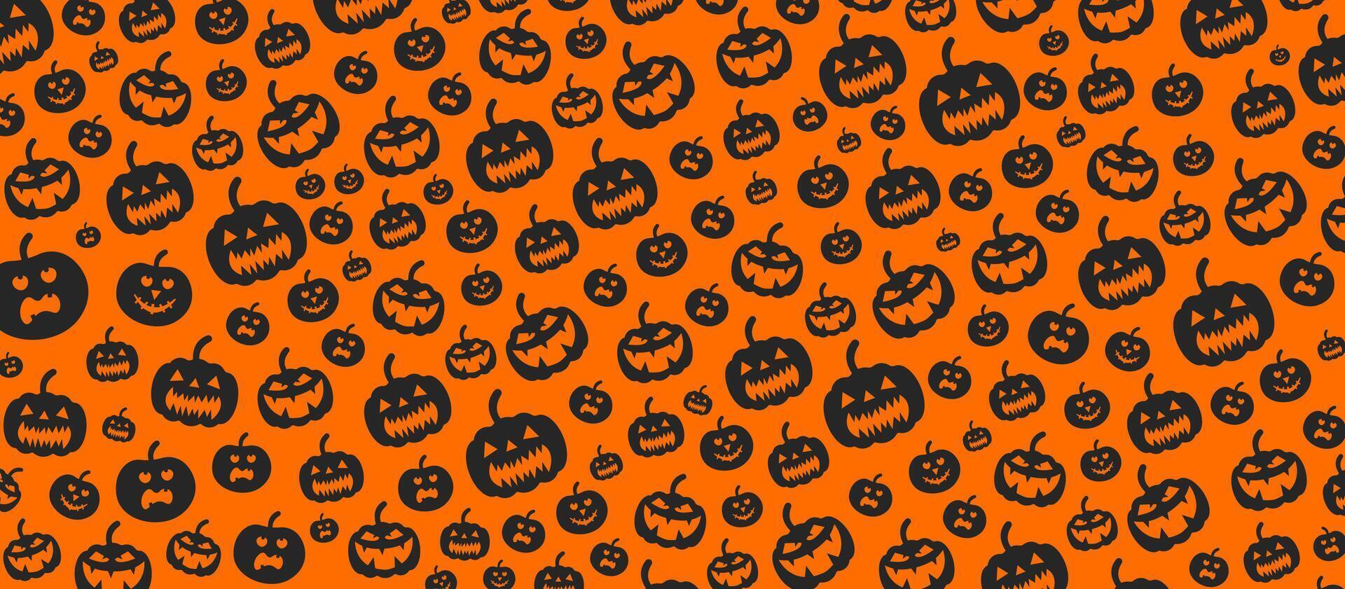 31 October happy Halloween pattern background design with pumpkins. use to background, banner, placard, party invitation card, book cover and poster design template. vector