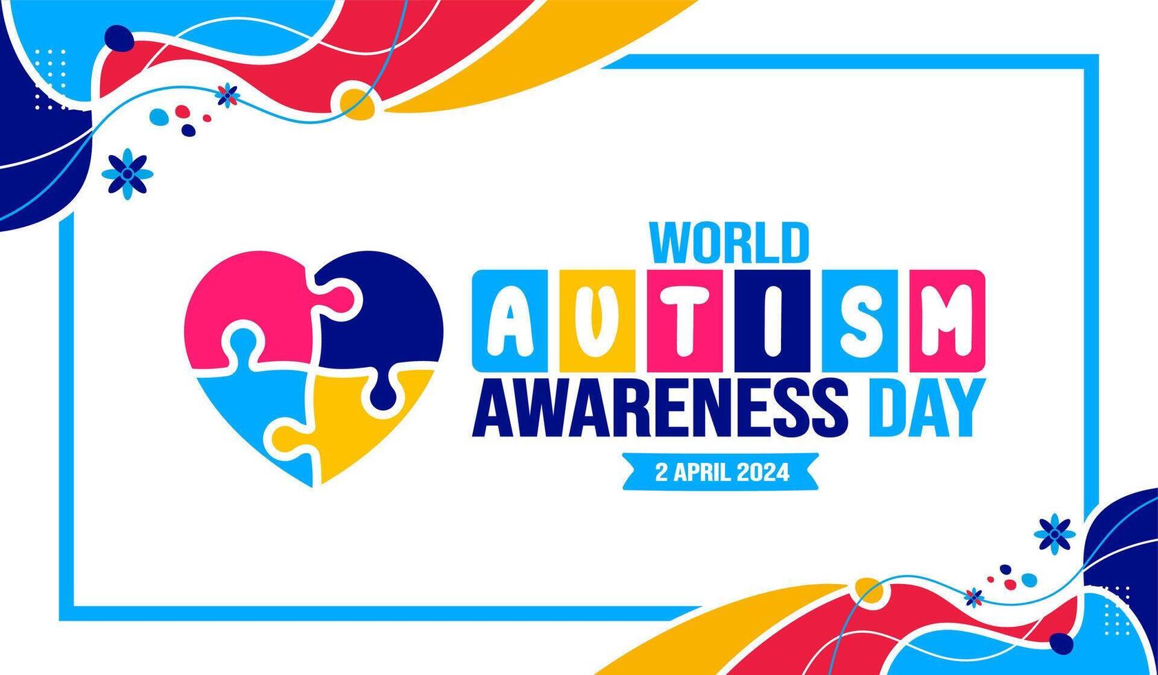 World autism awareness day background template celebrated in 2 April. use to background, banner, card, greeting card, poster, book cover, placard, photo frame, social media post banner template. vector