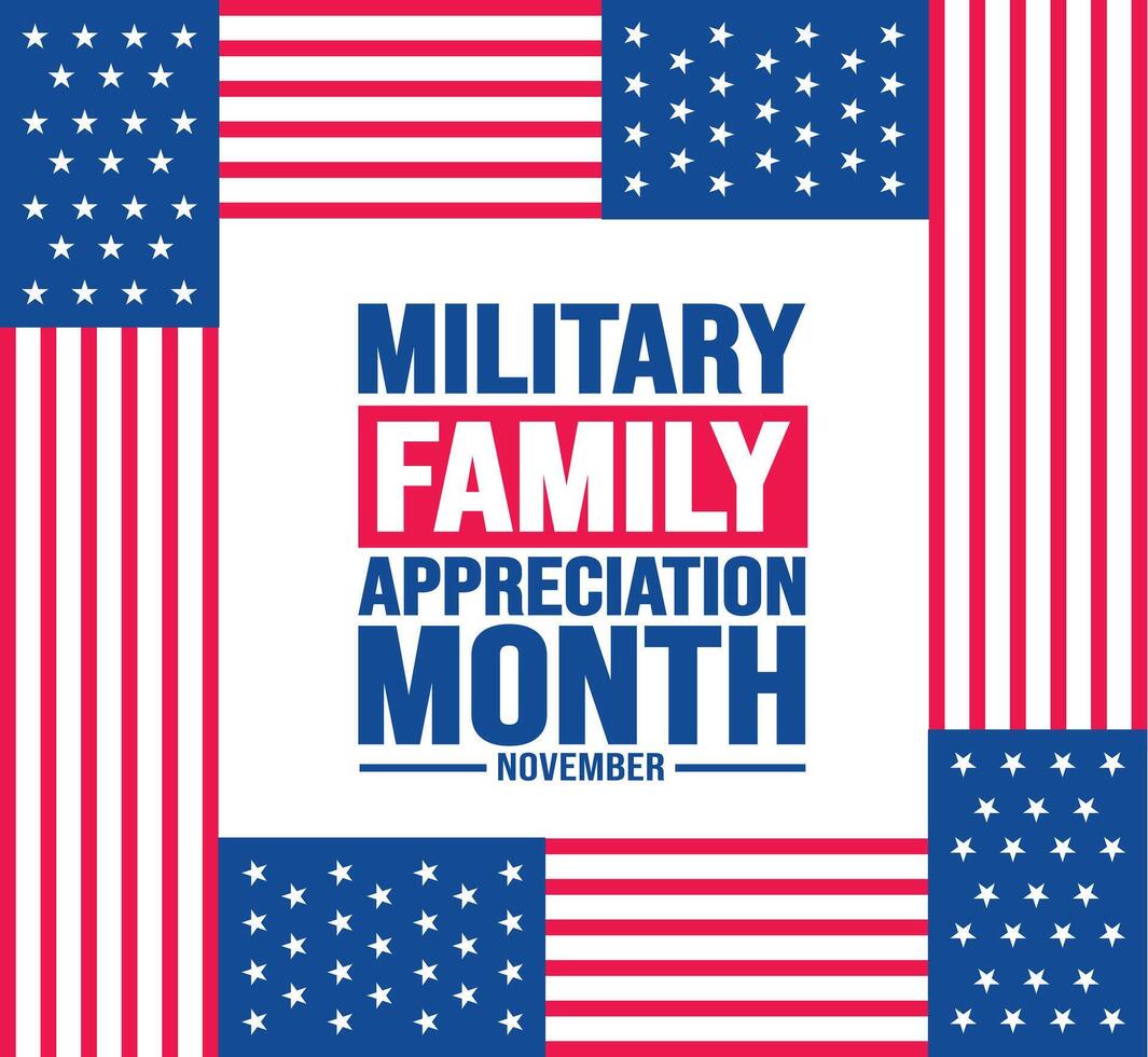 November is Military family appreciation month or Month of the Military Family background template. background, banner, placard, card, and poster design template with text inscription. vector