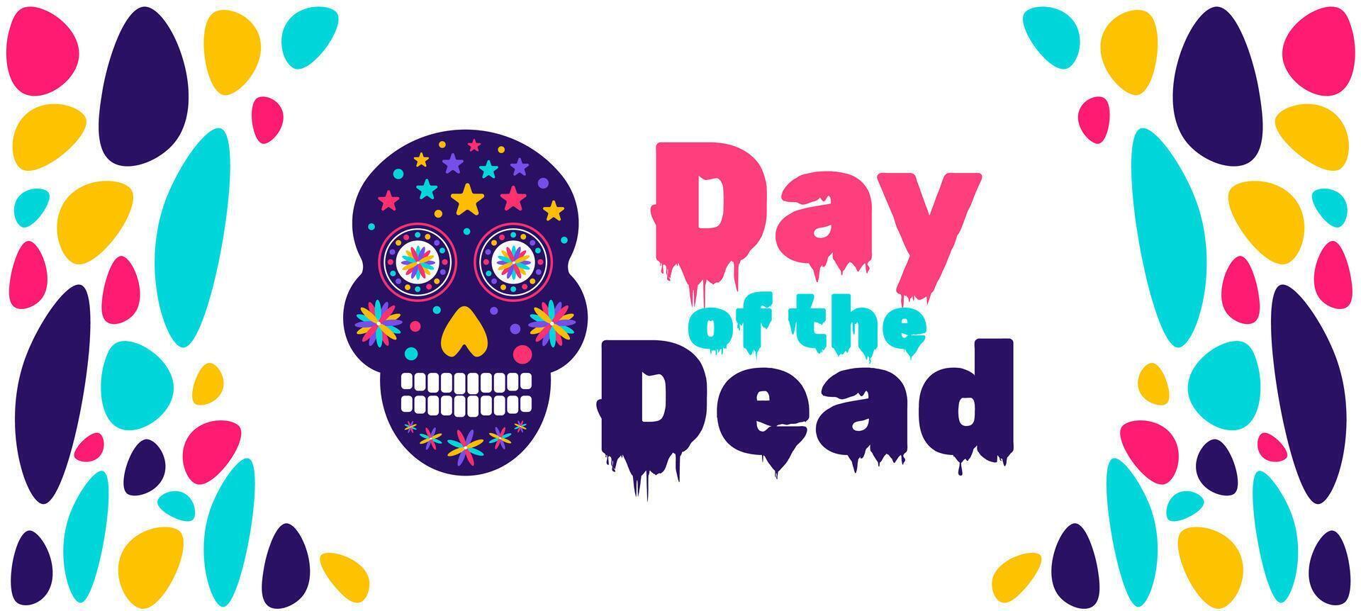 Day of the dead, Dia de los muertos, Dia de Muertos colorful Mexican skull art background design template. traditional Mexican holiday poster, party flyer, greeting card, banner and background. vector