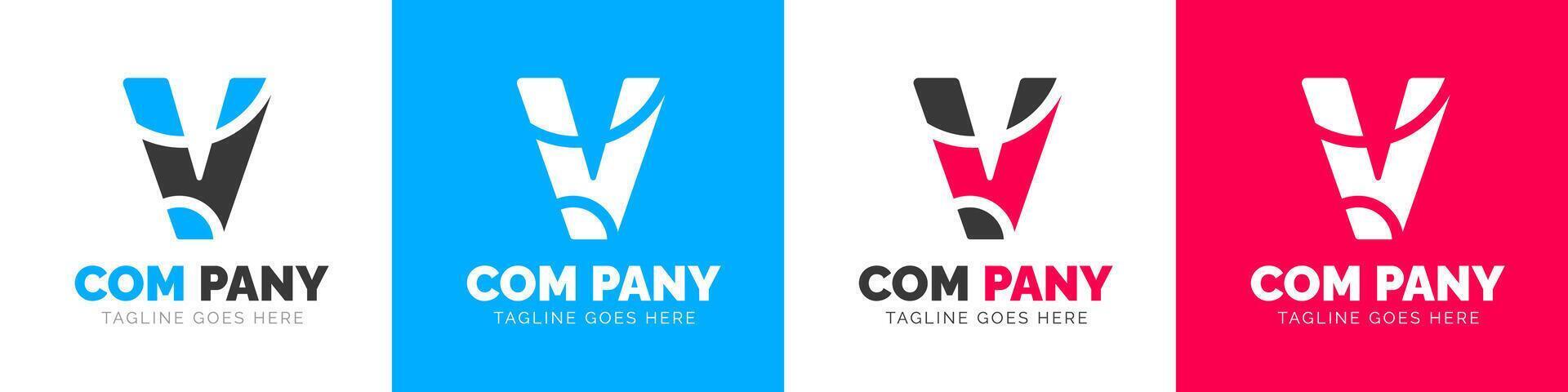 corporate modern business creative Minimal company Letter V logo icon vector design template set.