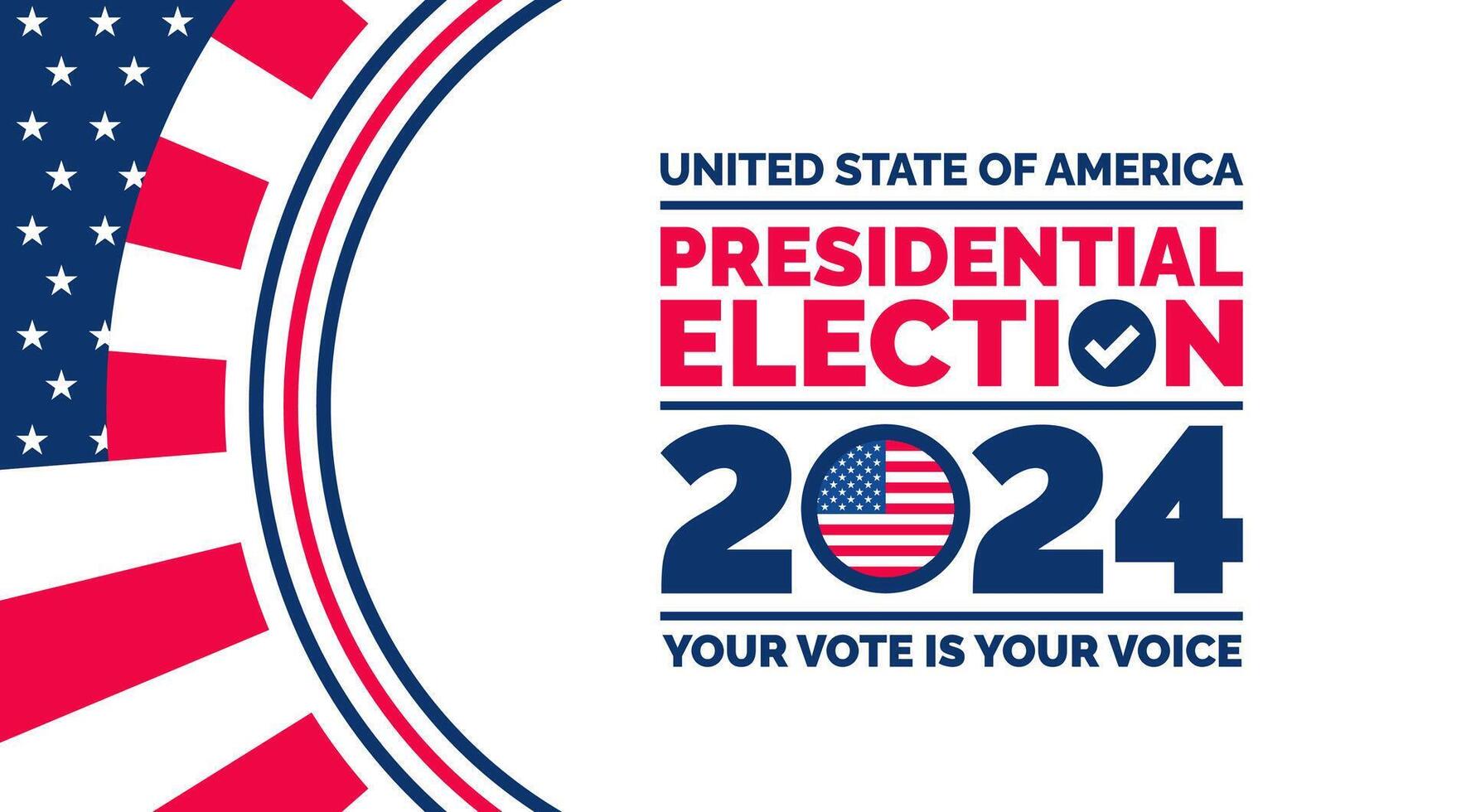 Presidential election 2024 background design template with USA flag. Vote in USA flag banner design. Election voting poster. president voting 2024. Political election 2024 campaign background. vector
