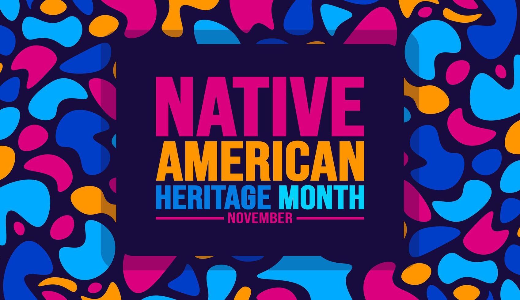 noviembre es nativo americano patrimonio mes antecedentes modelo. americano indio cultura celebrar anual en unido estados utilizar a bandera, cartel, tarjeta, póster diseño modelo con texto inscripción. vector