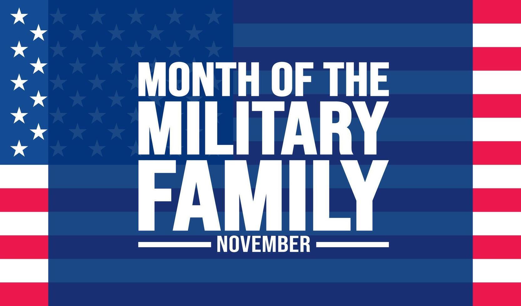 noviembre es mes de el militar familia o militar familia apreciación mes antecedentes modelo. fondo, bandera, cartel, tarjeta, y póster diseño modelo con texto inscripción. vector
