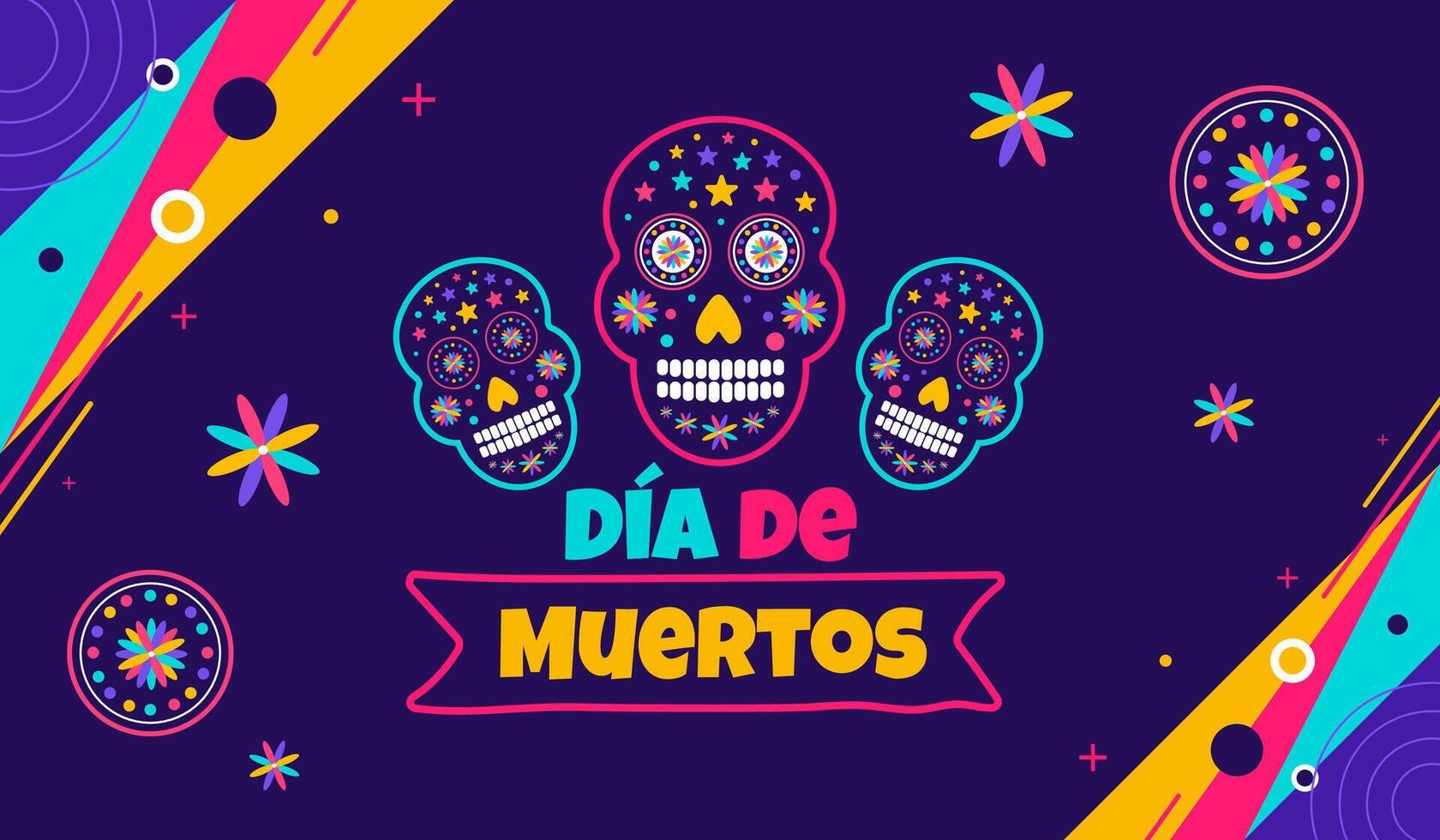 día de el muerto, dia Delaware los muertos, dia Delaware muertos vistoso mexicano cráneo Arte antecedentes diseño modelo. tradicional mexicano fiesta póster, fiesta volantes, saludo tarjeta, bandera y antecedentes. vector