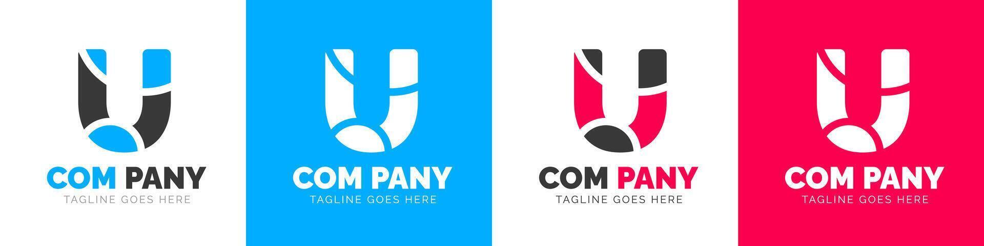 corporate modern business creative Minimal company Letter U logo icon vector design template set.