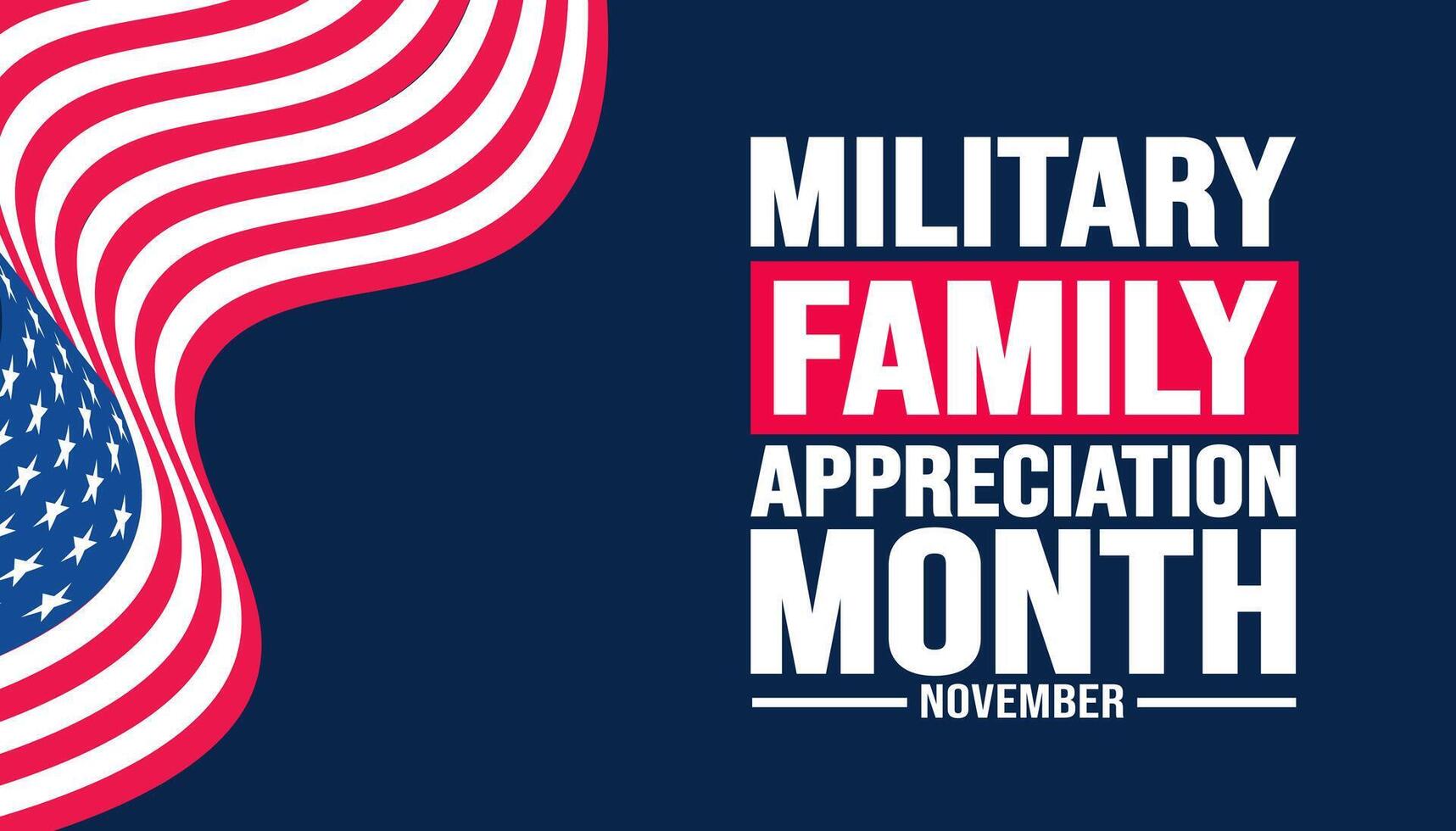 November is Military family appreciation month or Month of the Military Family background template. background, banner, placard, card, and poster design template with text inscription. vector