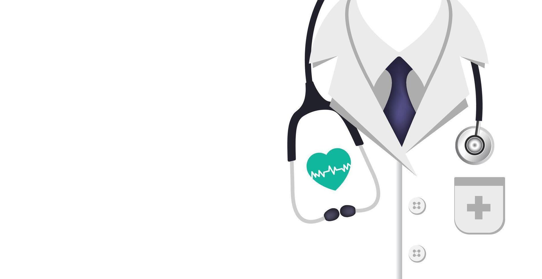 healthcare medical doctor dress and Stethoscope background design use to background, banner, placard, book cover, card, and poster design template. vector