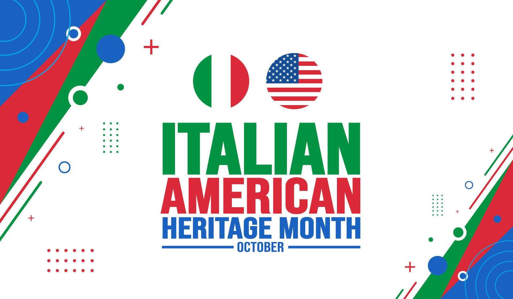 octubre es italiano americano patrimonio mes antecedentes modelo. fiesta concepto. fondo, bandera, cartel, tarjeta, y póster diseño modelo con texto inscripción y estándar color. vector