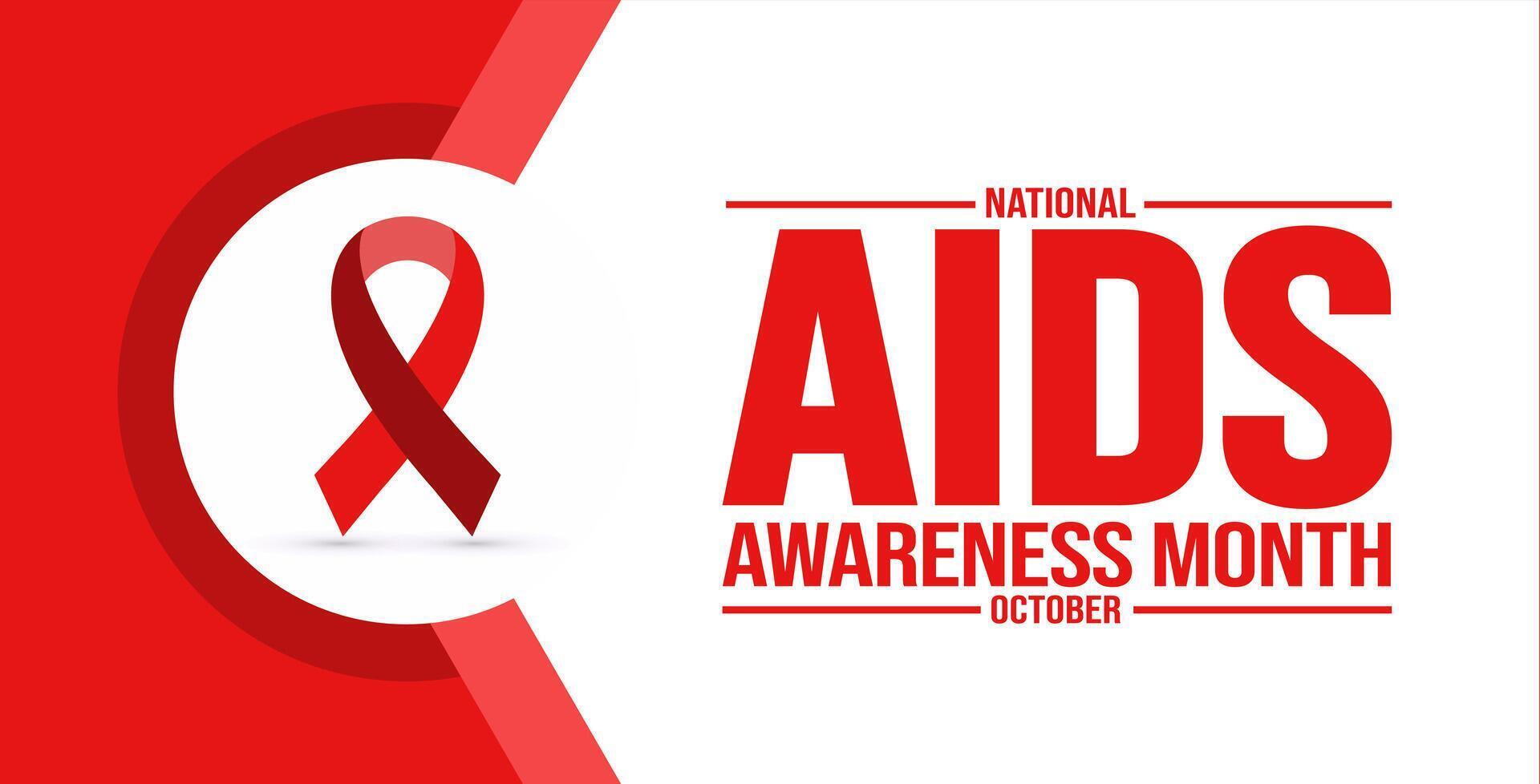 October is AIDS Awareness Month background template. Holiday concept. background, banner, placard, card, and poster design template with text inscription and standard color. vector illustration.