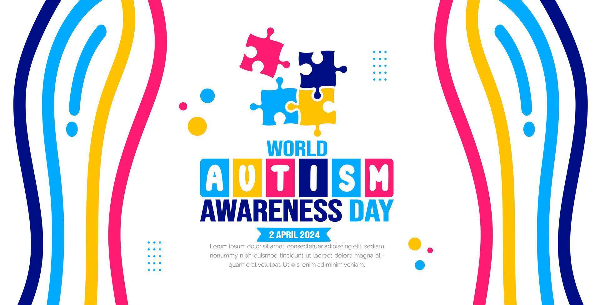 World autism awareness day background template use to banner, card, greeting card, poster, book cover, placard, photo frame, social media post banner template. celebrated in 2 April. vector