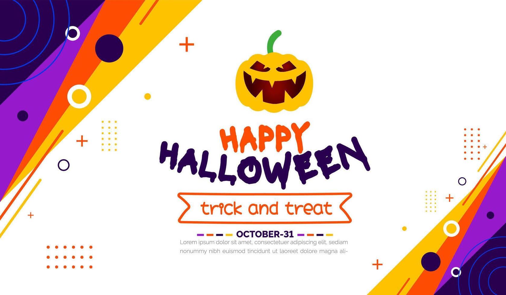 31 October happy Halloween background design with pumpkins. use to background, banner, placard, party invitation card, book cover and poster design template with text inscription and standard color. vector