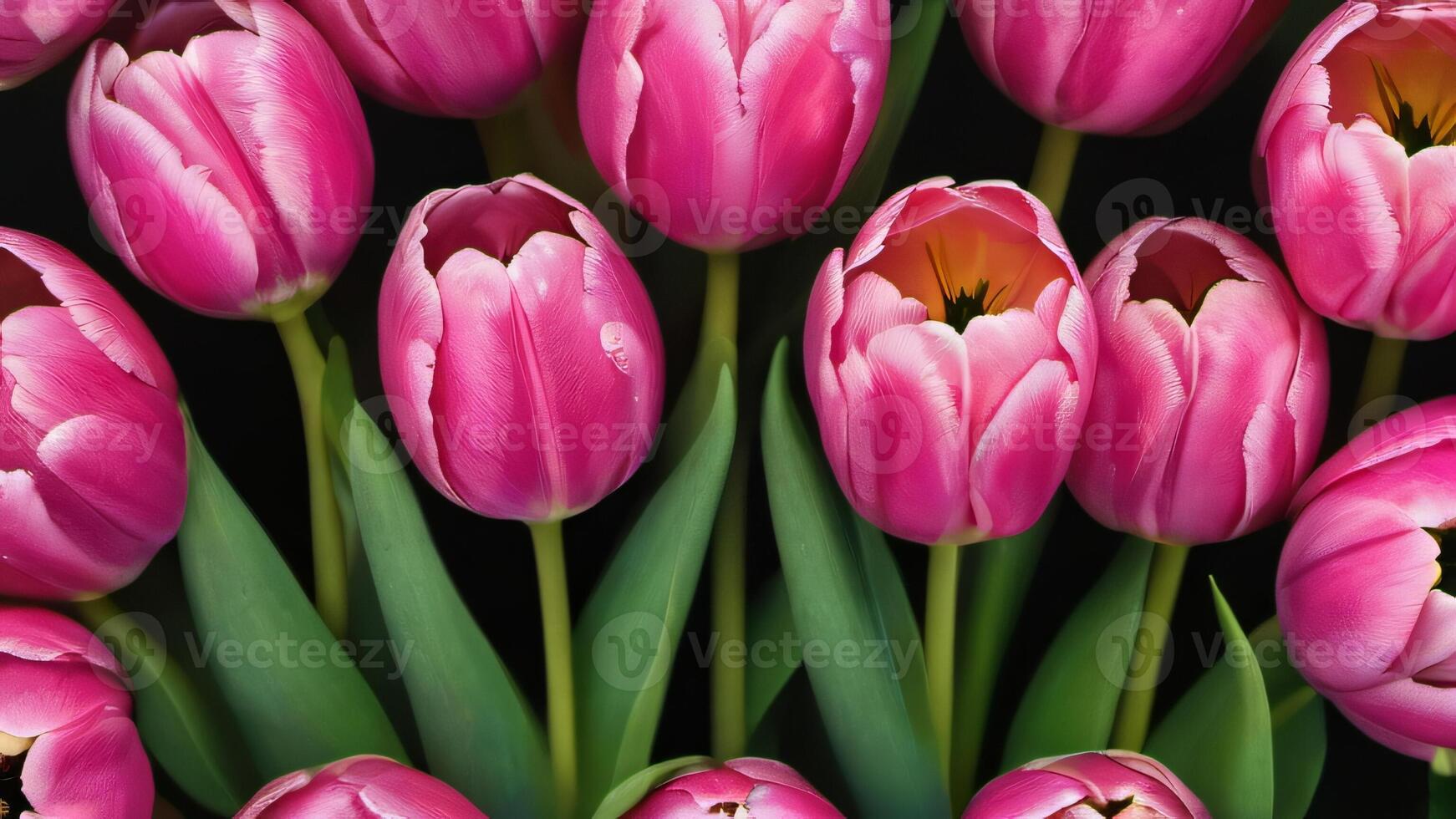 ai generado foto de rosado tulipanes en negrita pintado sin costura repitiendo modelo. ai generado