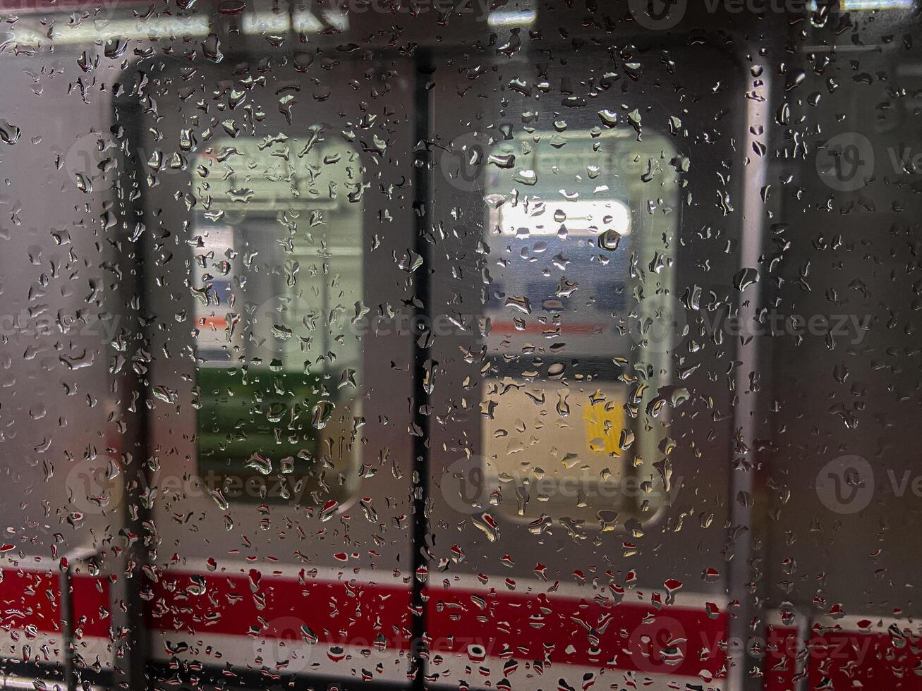 train door with water droplets photo