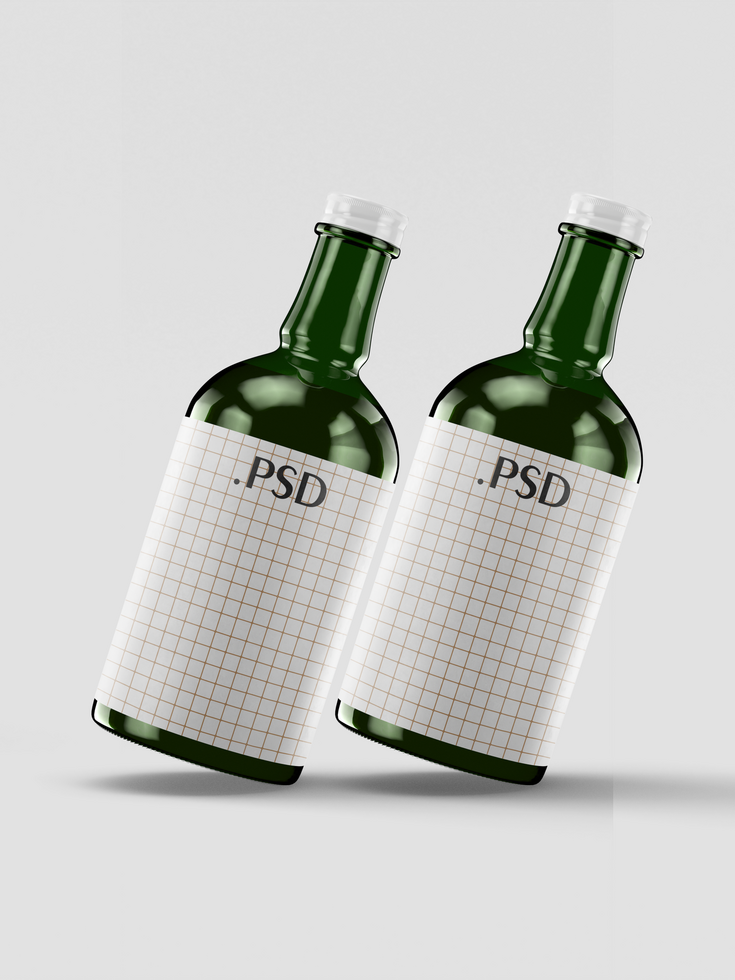 Bier Flasche spotten oben mit leer Etikette Weiß Farbe und realistisch machen. Bier Flasche isoliert auf Weiß Hintergrund 3d Rendern Illustration psd