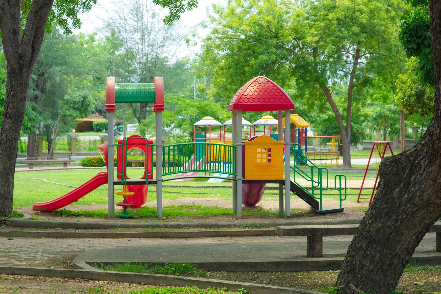 Colorful playground in the park. photo