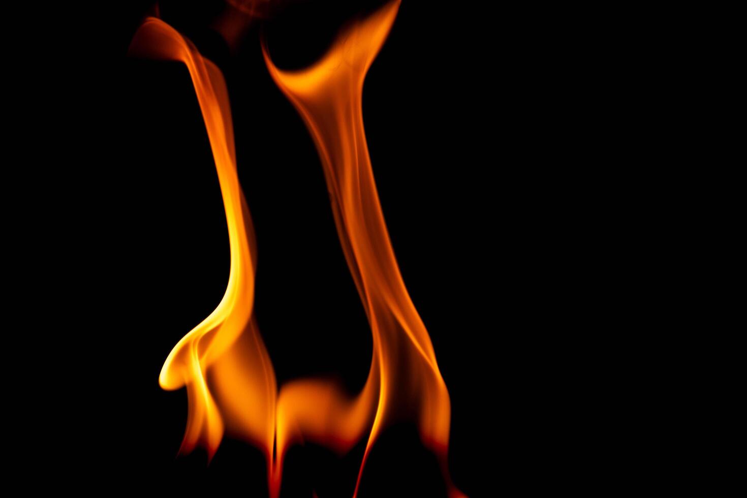 Hot flames on a black background. Beautiful flame of fire in the dark. Abstract of burning flames and smoke. photo