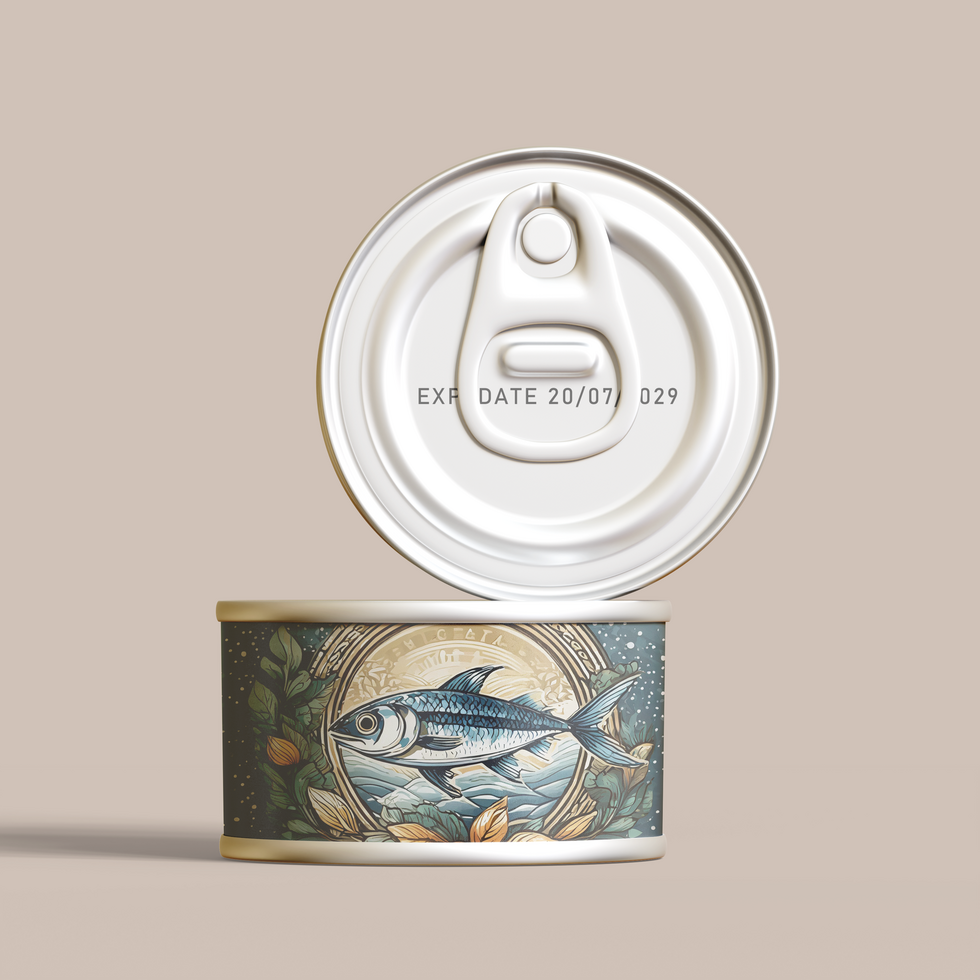 Closed tin can isolated on background, mockup for design psd