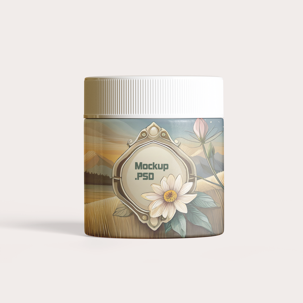 Cosmetic jar mockup isolated on with background full editable PSD. psd