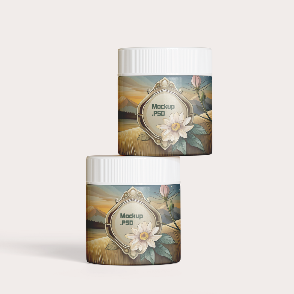 Cosmetic jar mockup isolated on with background full editable PSD. psd
