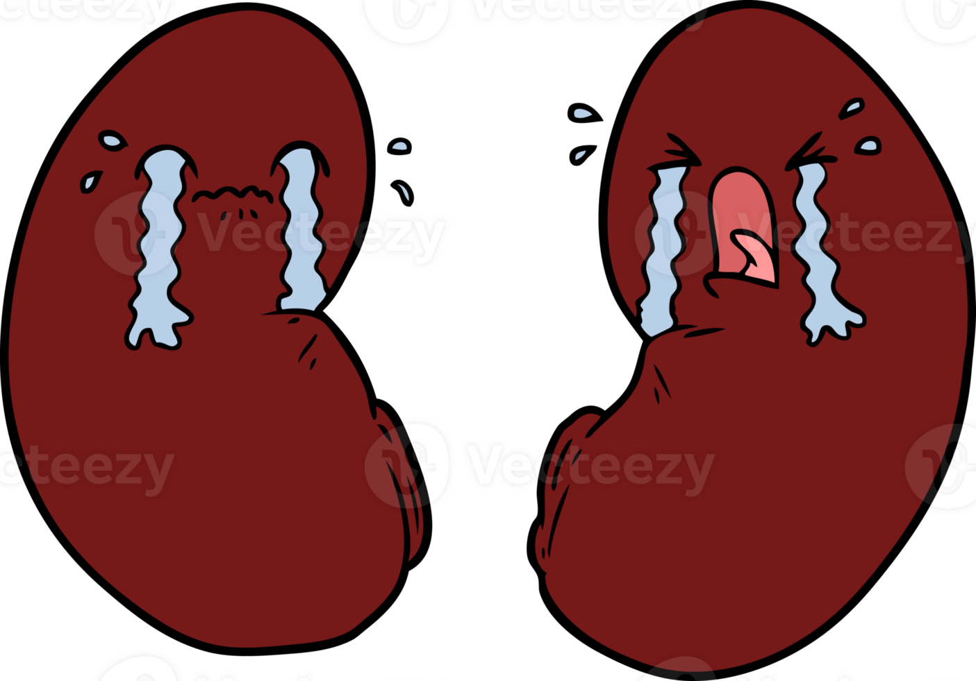 cartoon kidneys crying png