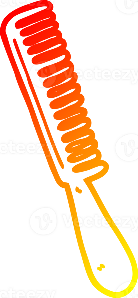 warm gradient line drawing of a cartoon comb png