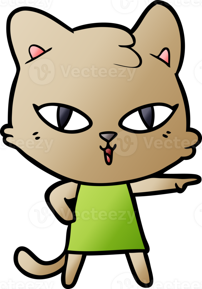 cartoon cat in dress pointing png