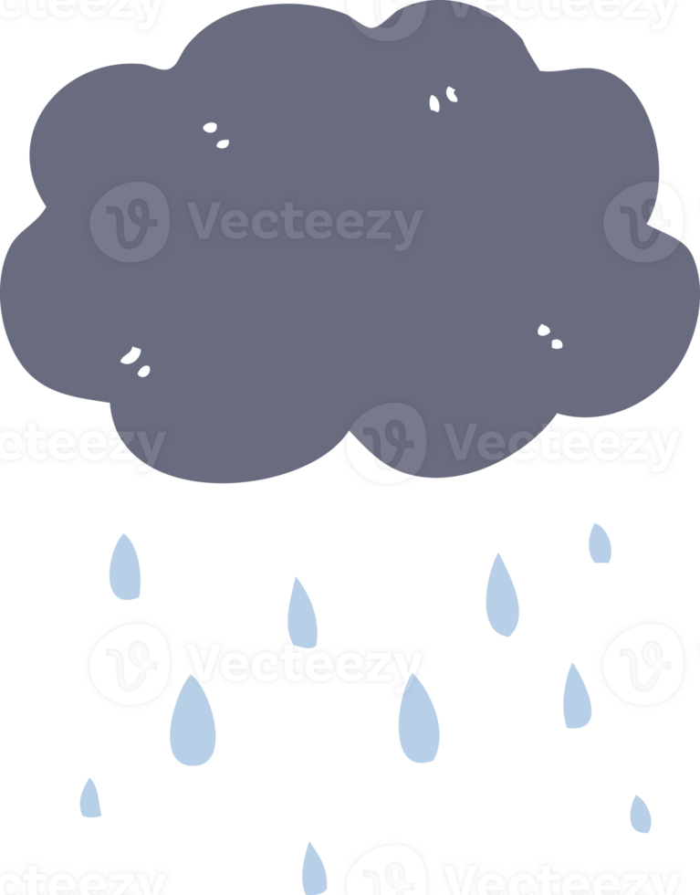 flat color style cartoon cloud raining png