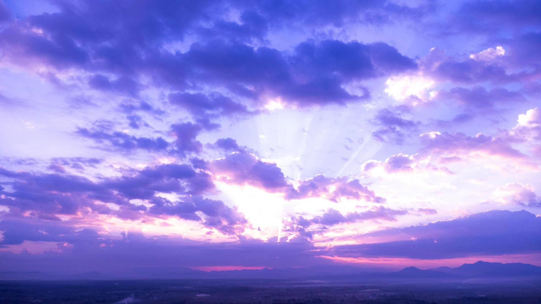 Beautiful nature morning with blue sky and fluffy clouds. Dramatic sky time lapse with clouds at sunrise. photo