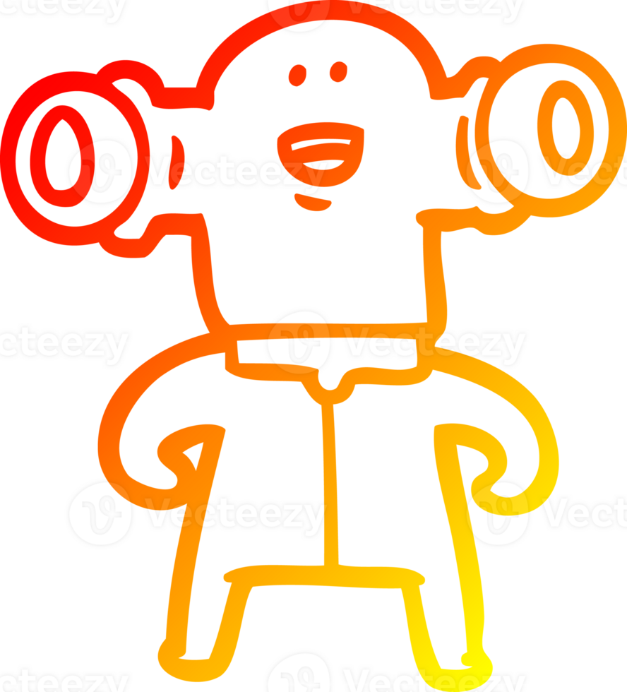 warm gradient line drawing of a friendly cartoon alien png