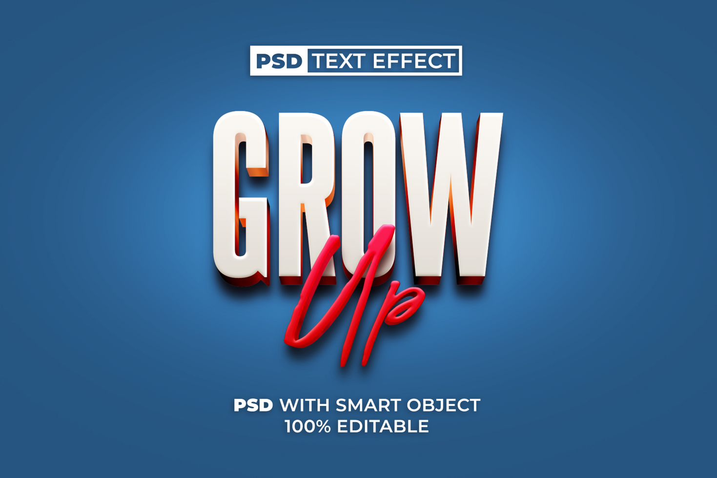 Grow Up 3D Text Effect Style. Editable Text Effect. psd