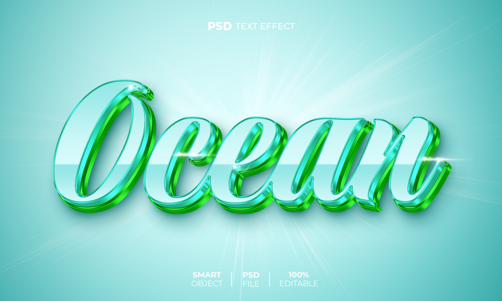 oceaan 3d bewerkbare tekst effect psd