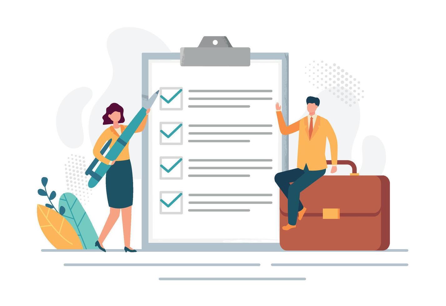Business plan check list, management and organization vector