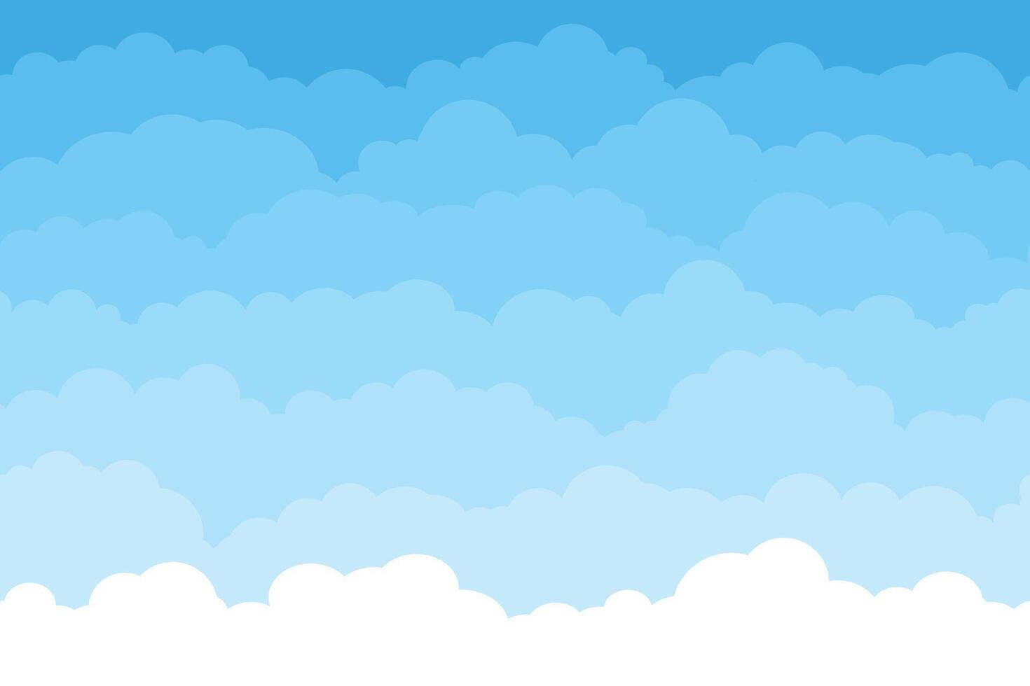 resumen sin costura dibujos animados antecedentes con azul cielo y nubes verano mullido dormir nube fondo de pantalla. plano sueño blanco nubes vector modelo