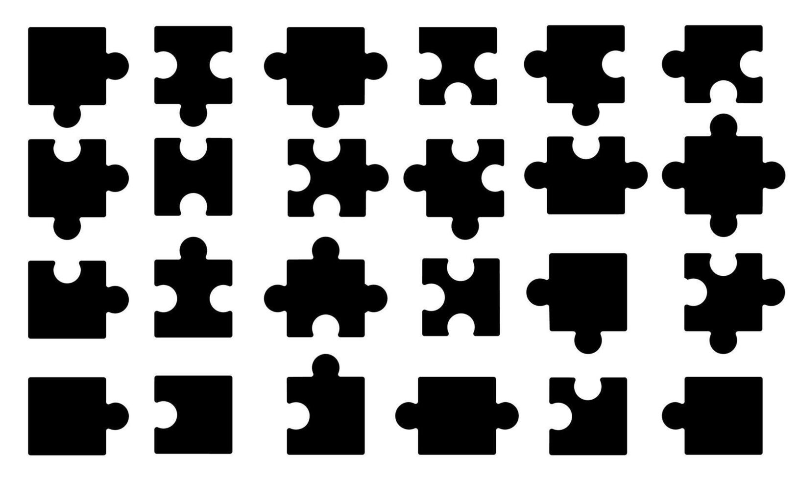 rompecabezas piezas. resumen rompecabezas símbolos para equipo juego, blanco variación loseta partes divertido concentración lógica juguete. vector aislado colección