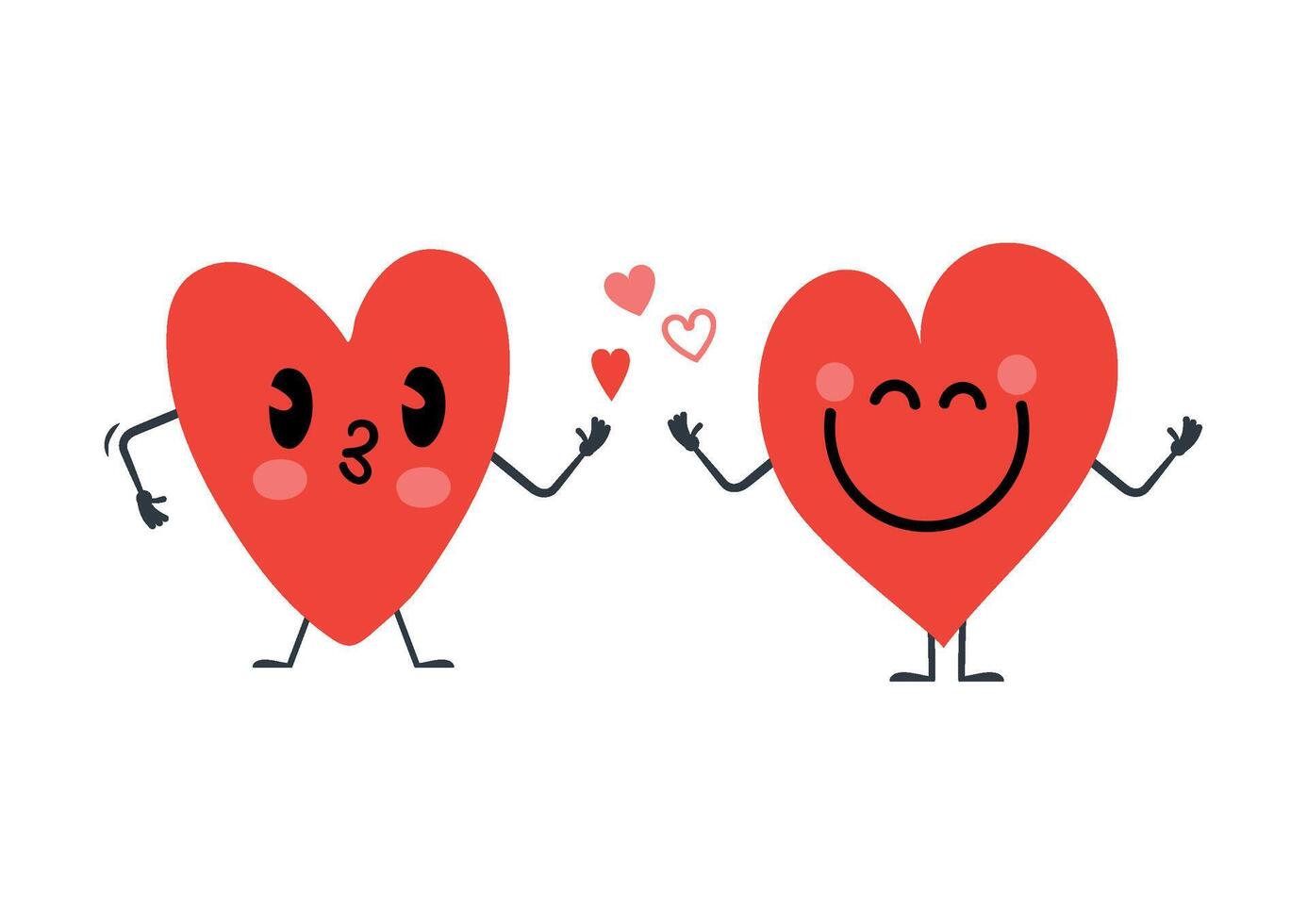 Heart emozione, red hearts couple fall in love vector