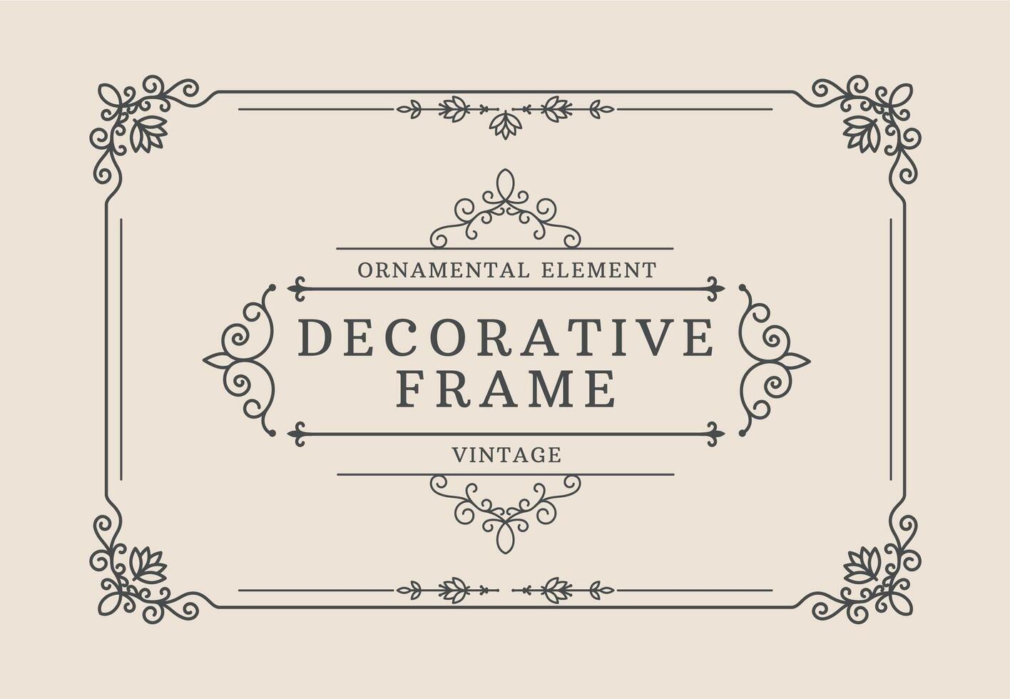 Decorative border. Elegant frame with ornamental flourish corners and thin elegant shapes, vintage classic luxury diploma layout. Vector certificate with royal graphic