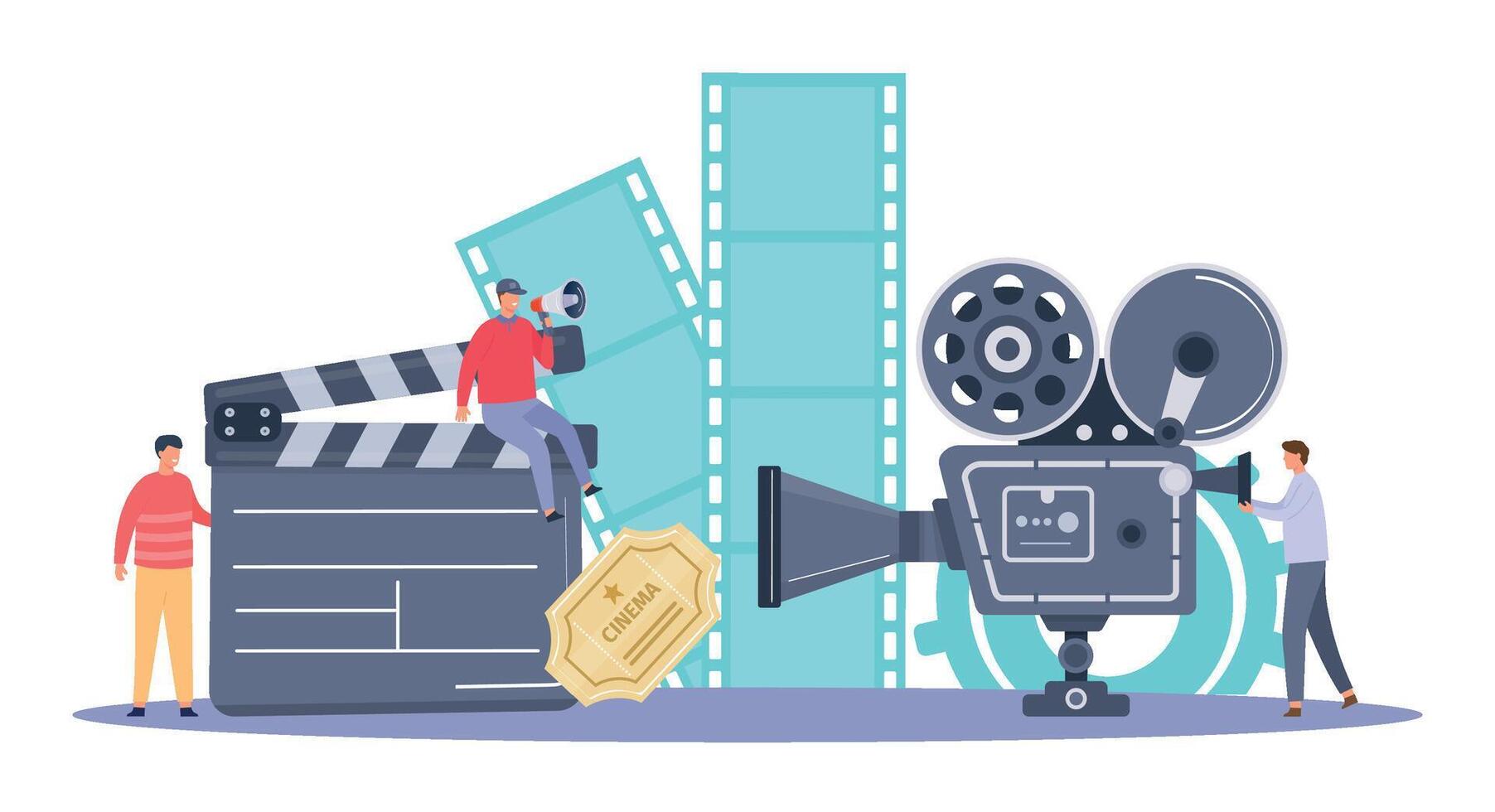 Movie making industry, shoot film by operator vector