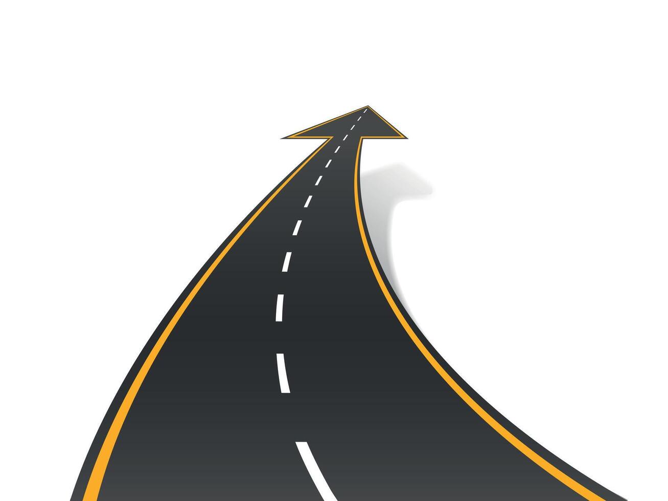Motivational road concept. Upward arrows mark path to success, upward and forward path for growth and improvement. Successful road vector illustration